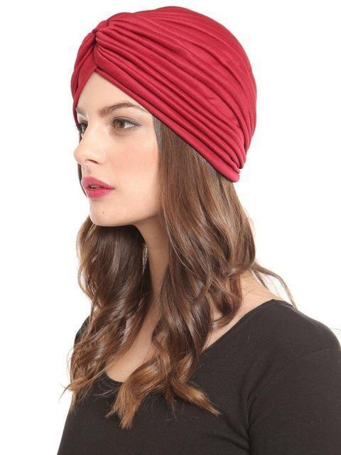 Pashtush India Turban Pashtush Womens Turban Beanie Style headwear in Scarlet Red
