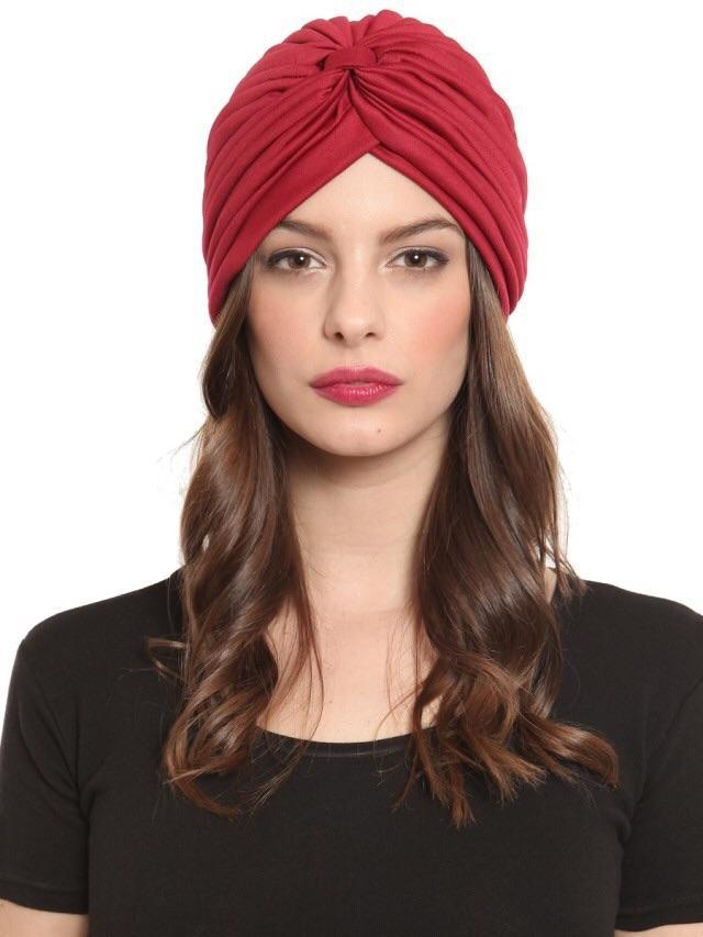 Pashtush India Pashtush Womens Turban Beanie Style headwear in Scarlet Red