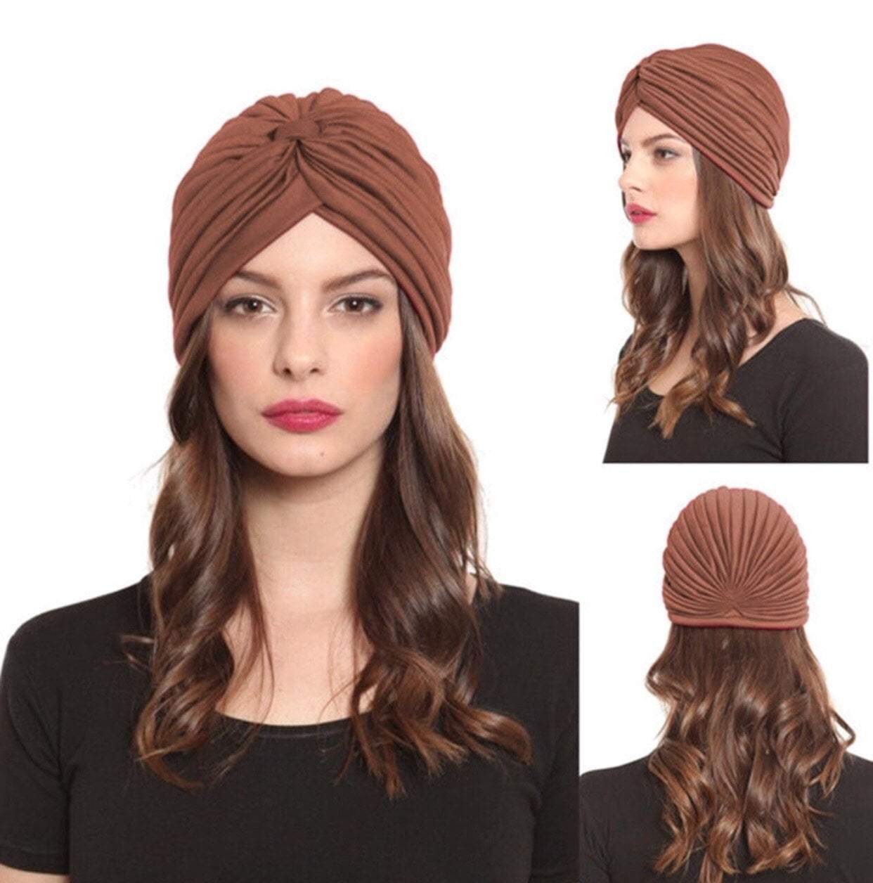 Pashtush India Pashtush Womens Turban Beanie Style headwear in Scarlet Red