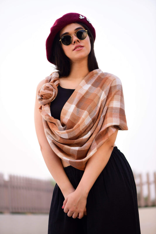 Pashtush Shawl Store Stole Cashmere Wool Blended Muffler - Chocolate