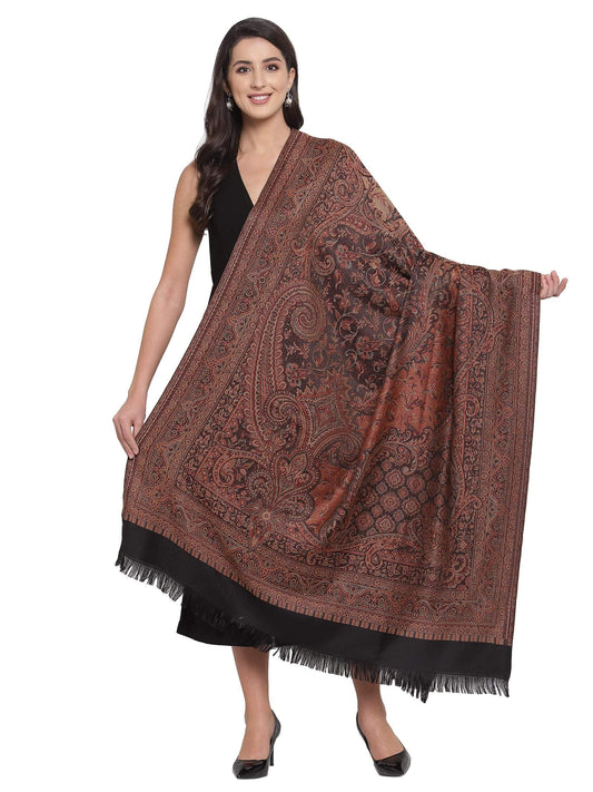 Pashtush India 100x200 Copy of Pashtush Women's Jamawar Shawl, Navy blue