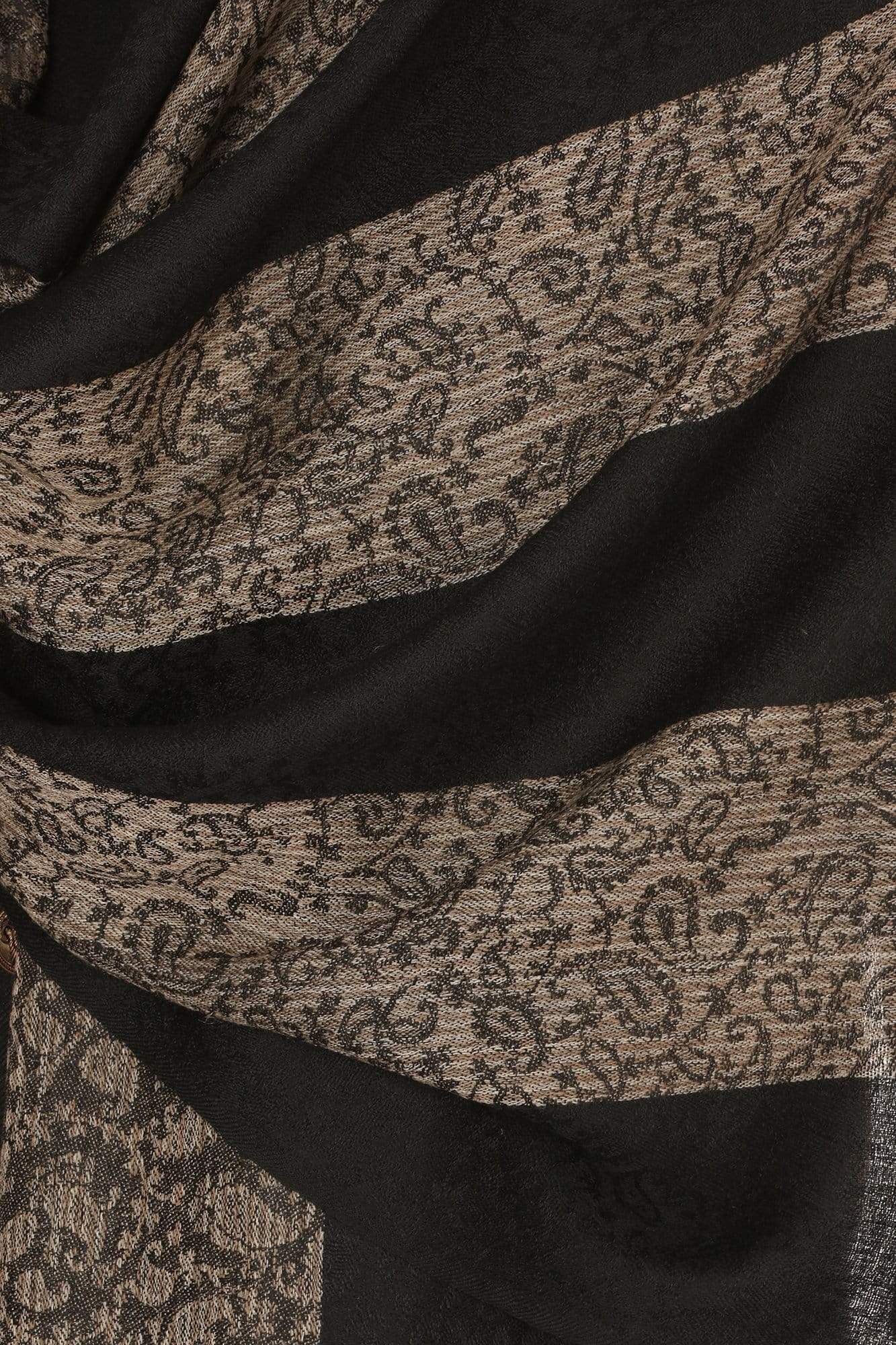 Pashtush India 70x200 Mens Fine Wool Reversible Muffler, Soft and Warm - Black