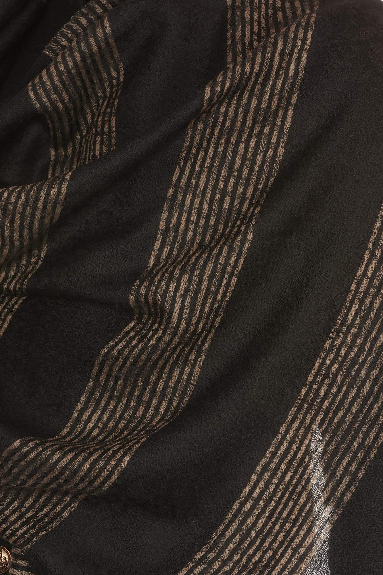 Pashtush India 70x200 Mens Fine Wool Reversible Muffler, Soft and Warm - Black