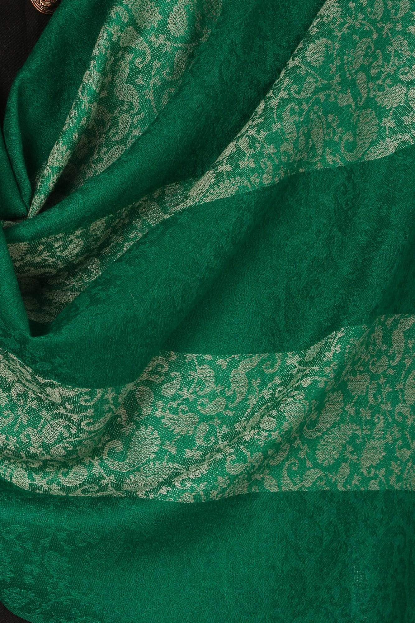 Pashtush Store Stole Mens Fine Wool Reversible Muffler, Soft and Warm - Emerald Green