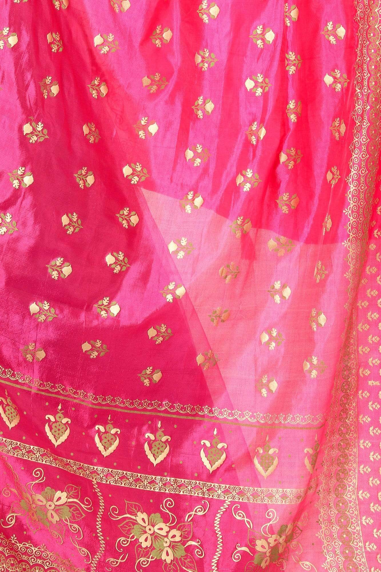 Pashtush India Dupatta Pashtush Art Silk Dupatta for Women, with Golden Coloured Foil Printing, Light weight and Bright, Pink