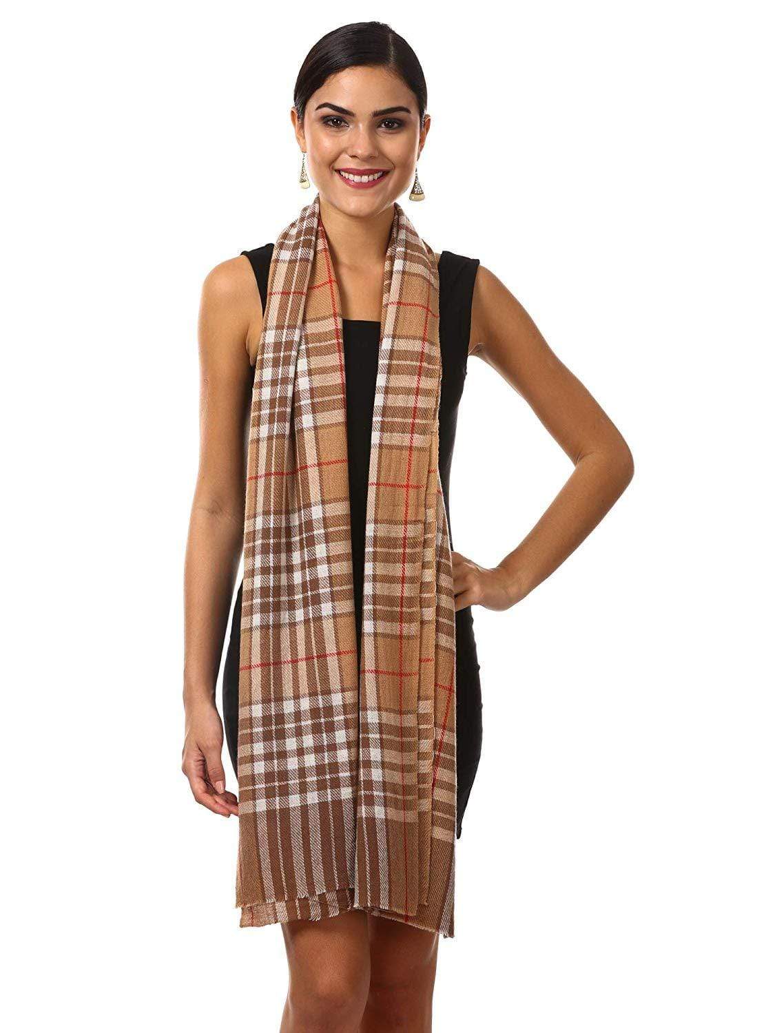Pashtush Shawl Store Stole Pashtush Cashmere Wool Blended Muffler - Beige