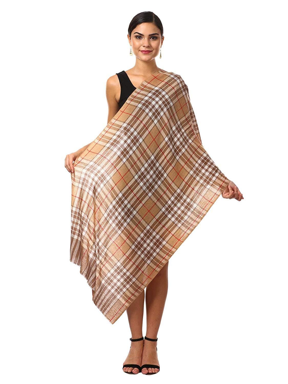 Pashtush Shawl Store Stole Pashtush Cashmere Wool Blended Muffler - Beige
