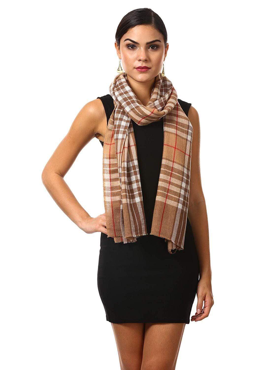 Pashtush Shawl Store Stole Pashtush Cashmere Wool Blended Muffler - Beige