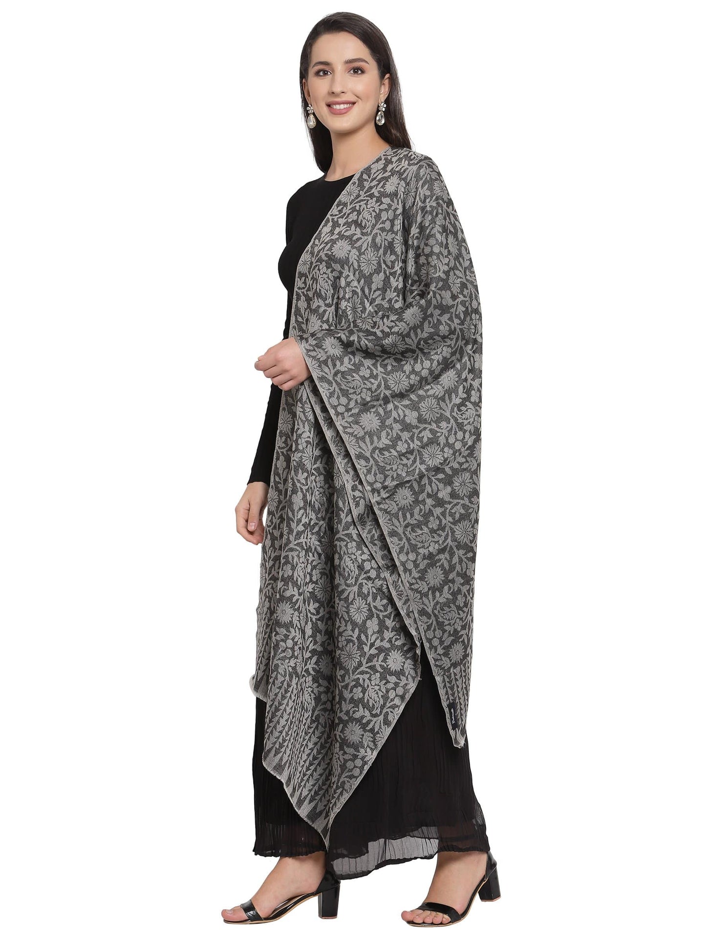 Pashtush India 70x200 Pashtush Fine Wool Luxury Floral Design Scarf, Pashmina handfeel Blended Stole