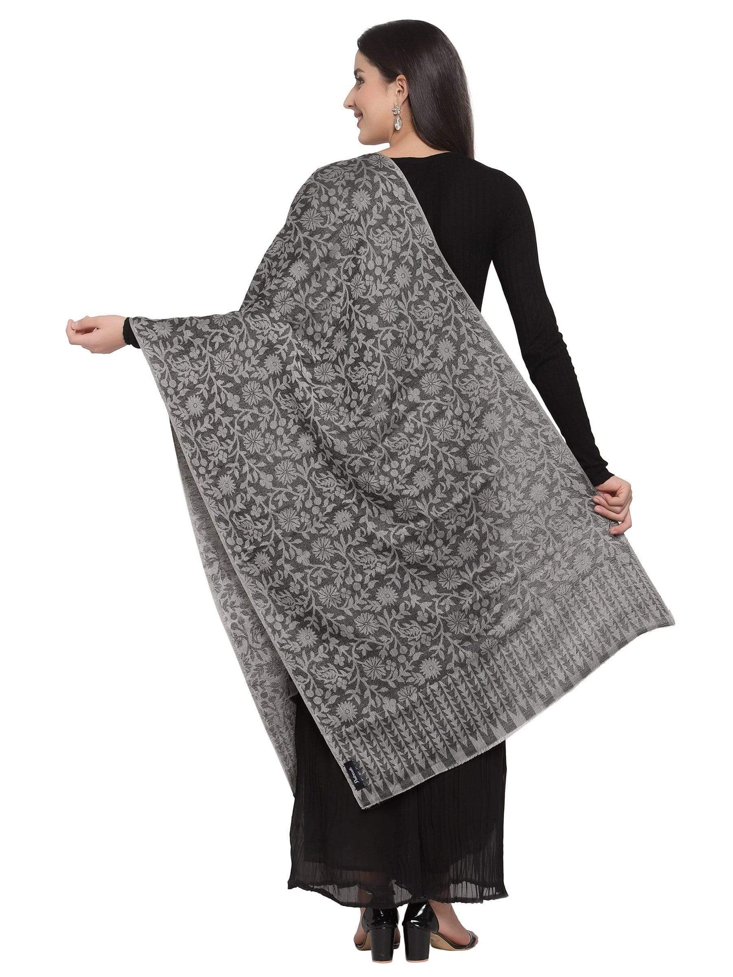 Pashtush India 70x200 Pashtush Fine Wool Luxury Floral Design Scarf, Pashmina handfeel Blended Stole