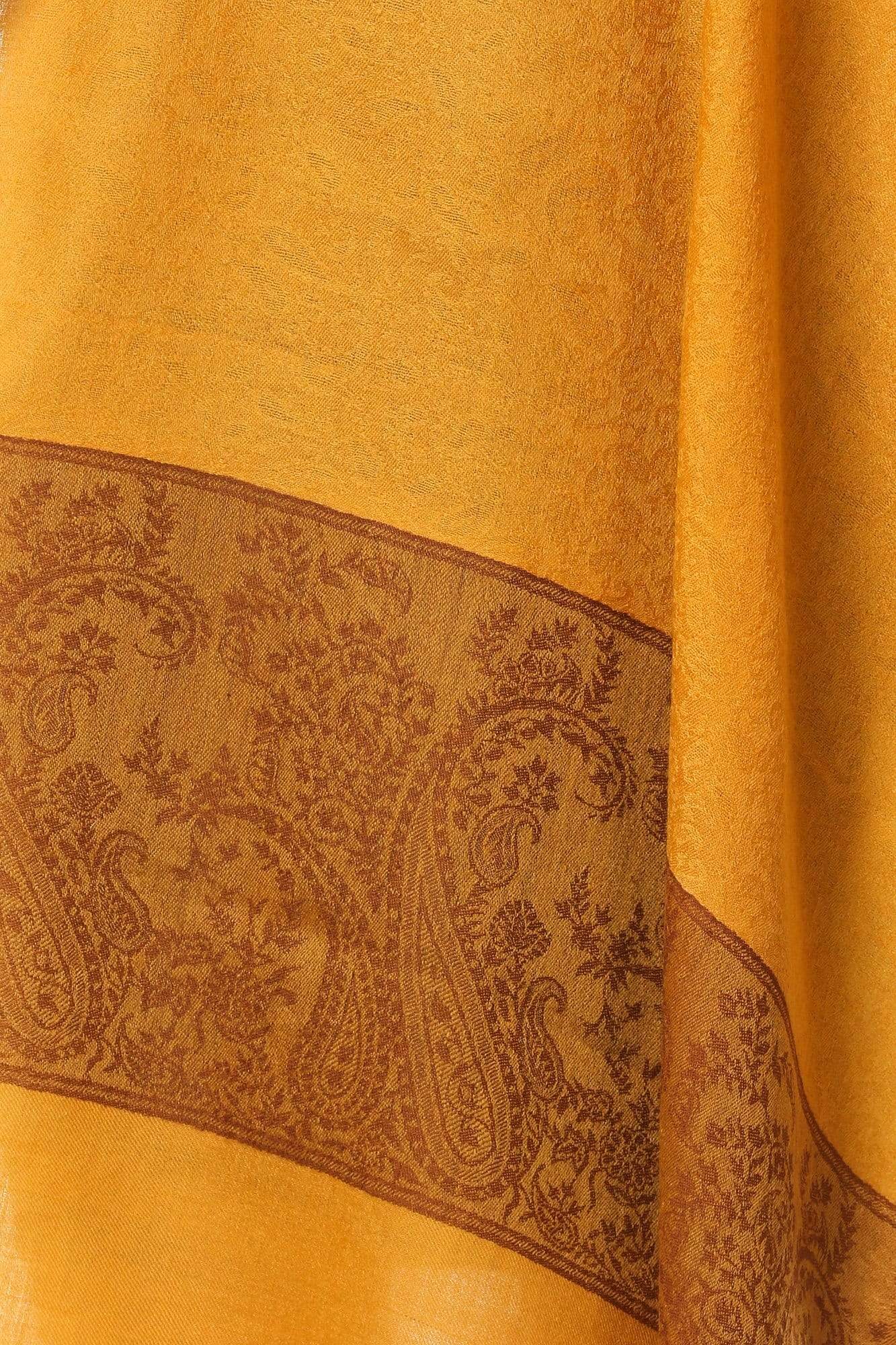 Pashtush India 70x200 Pashtush Fine Wool Luxury Paisley Design Scarf, Stole, Weaving Design - Mustard