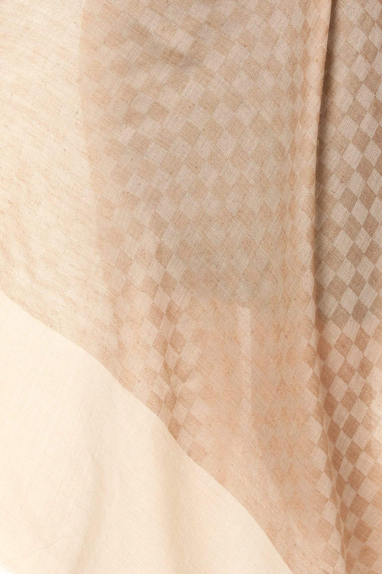 Pashtush India 70x200 Pashtush Fine Wool Luxury Striped Design Scarf, Stole, Weaving Design - Beige