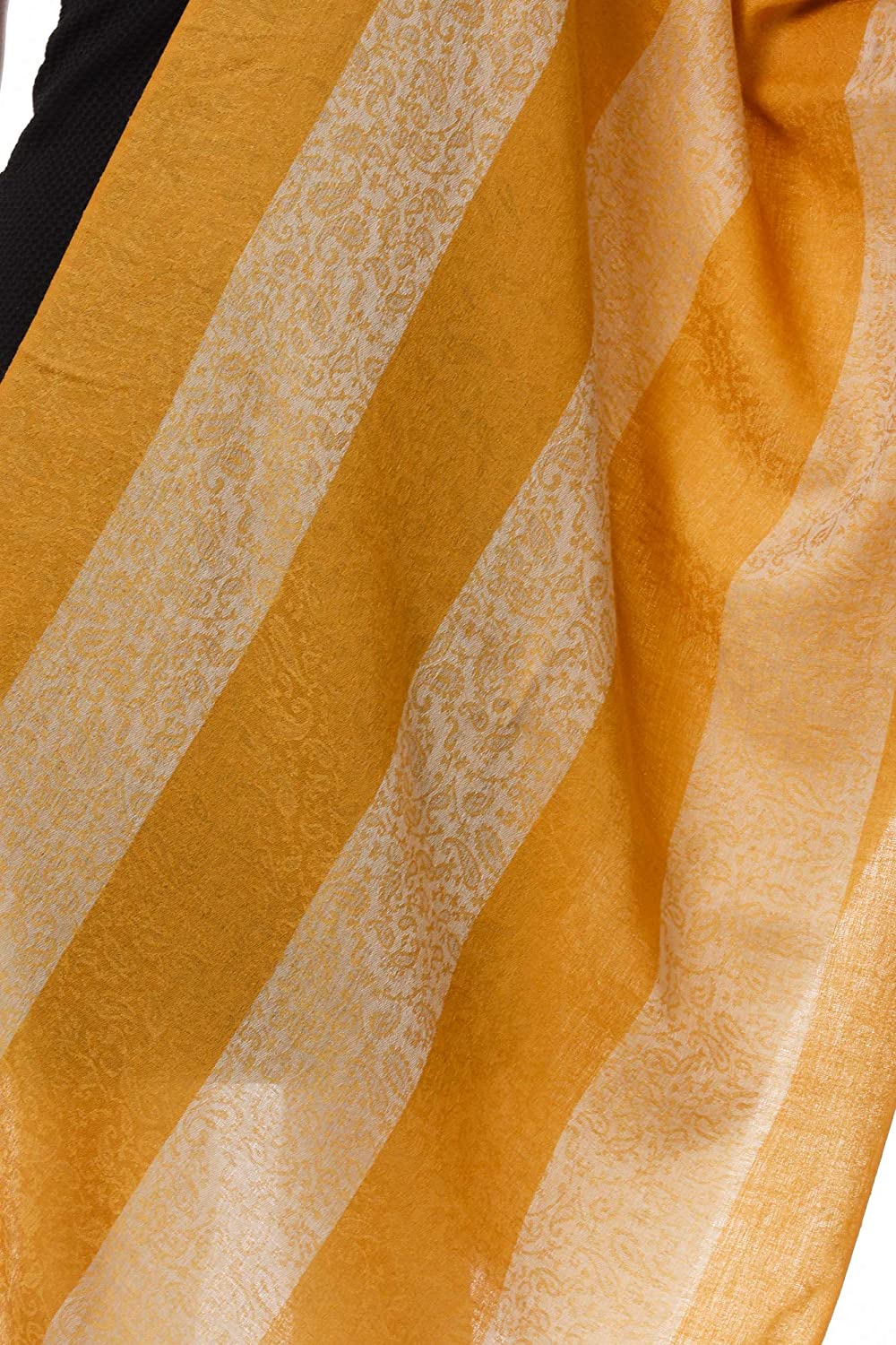 Pashtush India Stole Pashtush Fine Wool Luxury Striped Design Scarf, Stole, Weaving Design - Mustard