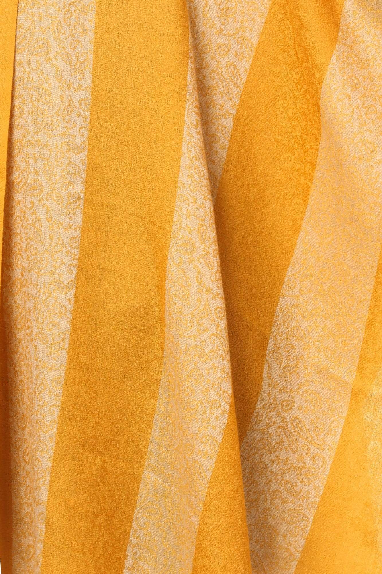 Pashtush India 70x200 Pashtush Fine Wool Luxury Striped Design Scarf, Stole, Weaving Design - Mustard