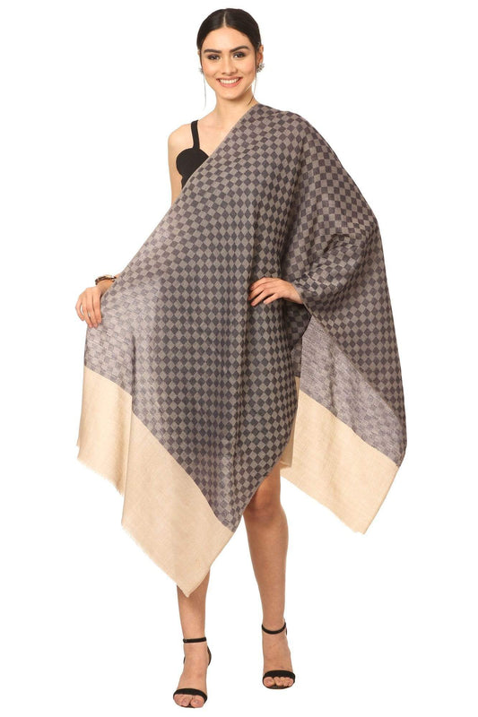Pashtush India Stole Pashtush Fine Wool Luxury Striped Design Scarf, Stole, Weaving Design - Navy