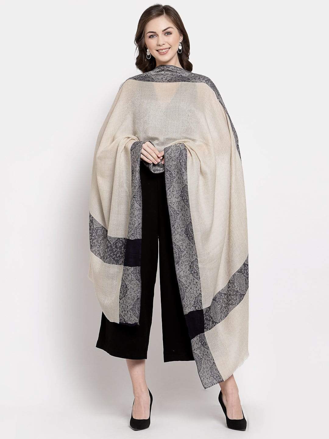 Pashtush India 70x200 Pashtush Fine Wool Reversible Stole, Extra Soft, Warm and Light