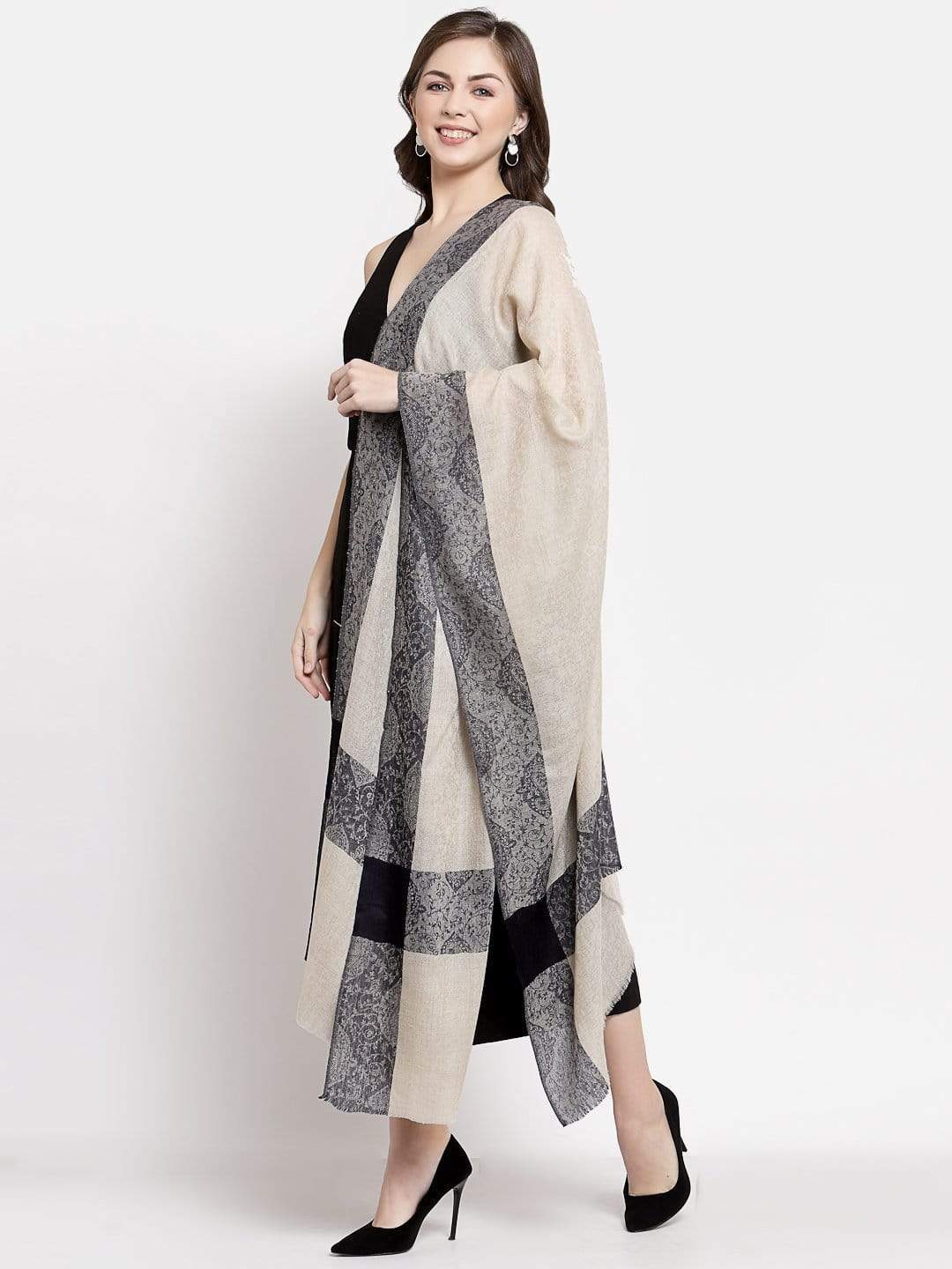 Pashtush India 70x200 Pashtush Fine Wool Reversible Stole, Extra Soft, Warm and Light