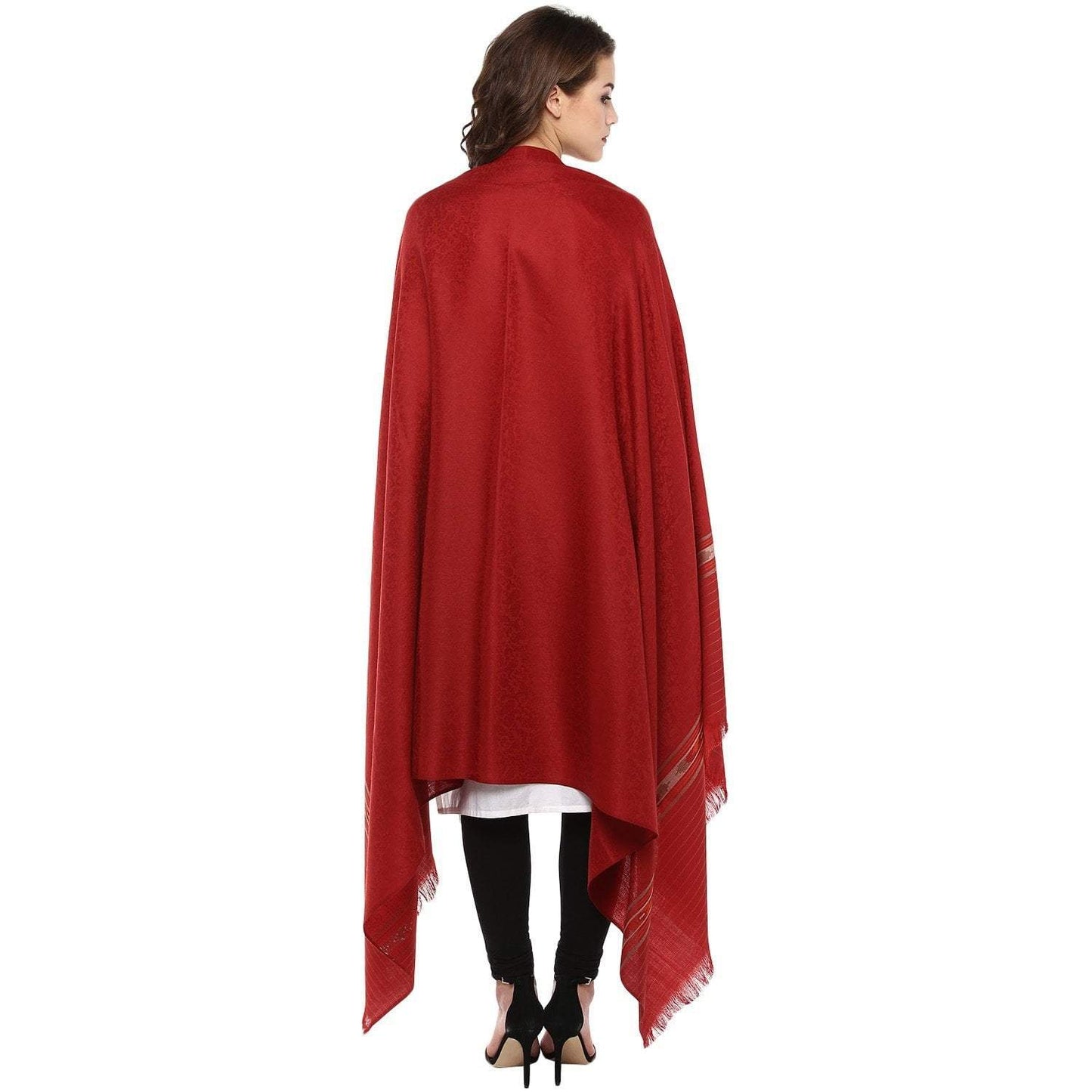 Pashtush Shawl Store Shawl Pashtush Fine wool shawl for women with kullu weave, Maroon