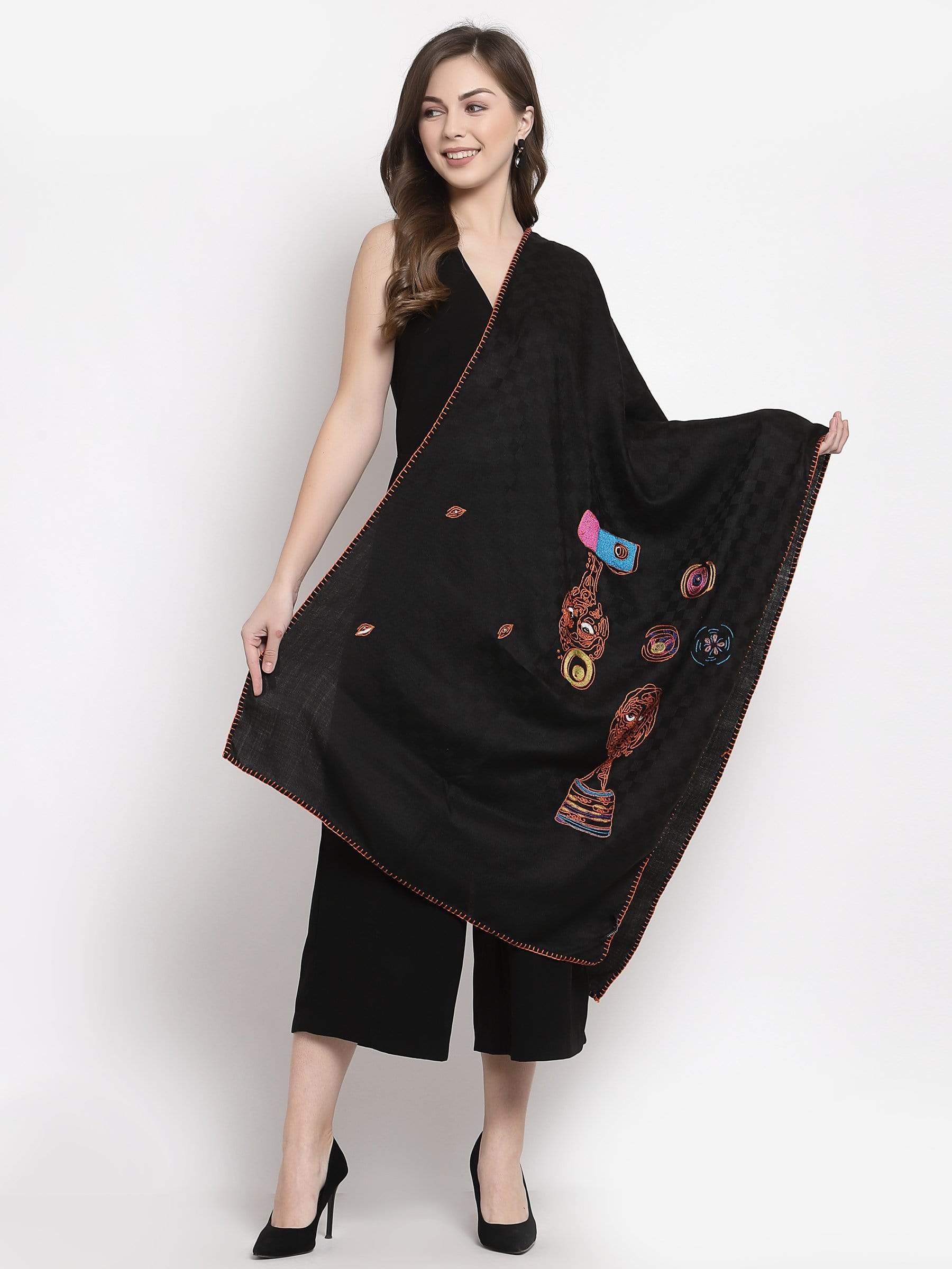 Pashtush India 70x200 Pashtush Handmade Neon Checkered Scarf ( Alchemy Collection )