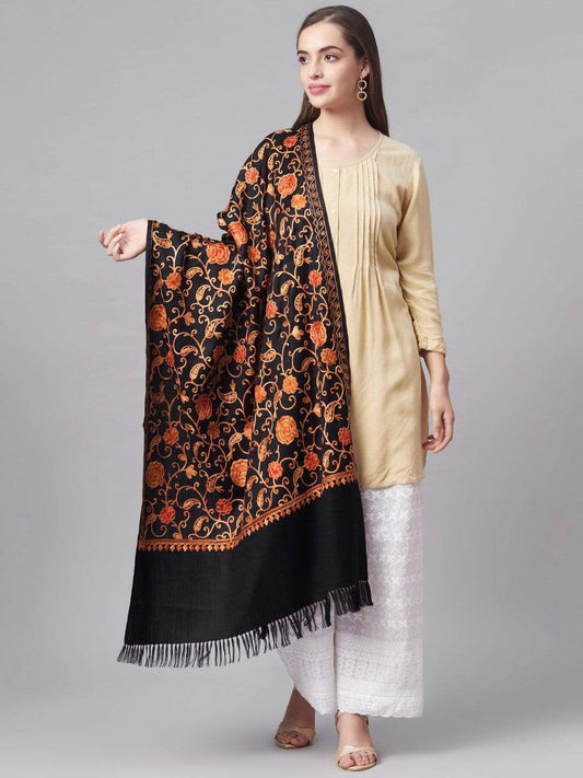 Pashtush India 70x200 PASHTUSH KASHMIRI AARI EMBROIDERY, WOOLLEN STOLE