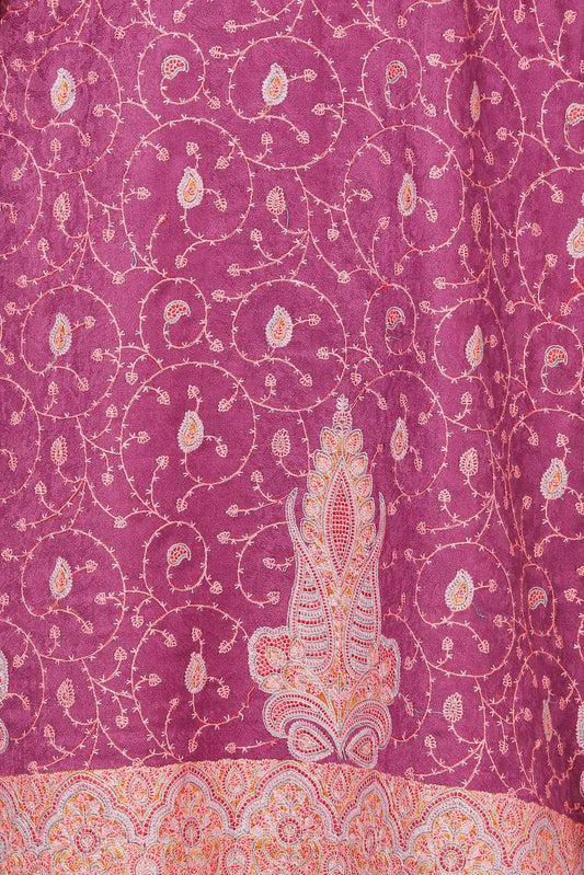Pashtush India Stole Pashtush Kashmiri Embroidery Suit, Extra Fine Merino Wool, Soft Pashmina Feel Texture. With Self Stole (unstitched) - Peel