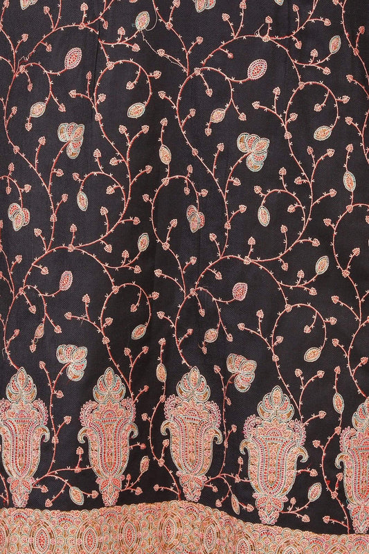 Pashtush India Stole Pashtush Kashmiri Embroidery Suit, With Self Stole (unstitched) - Midnight Blue