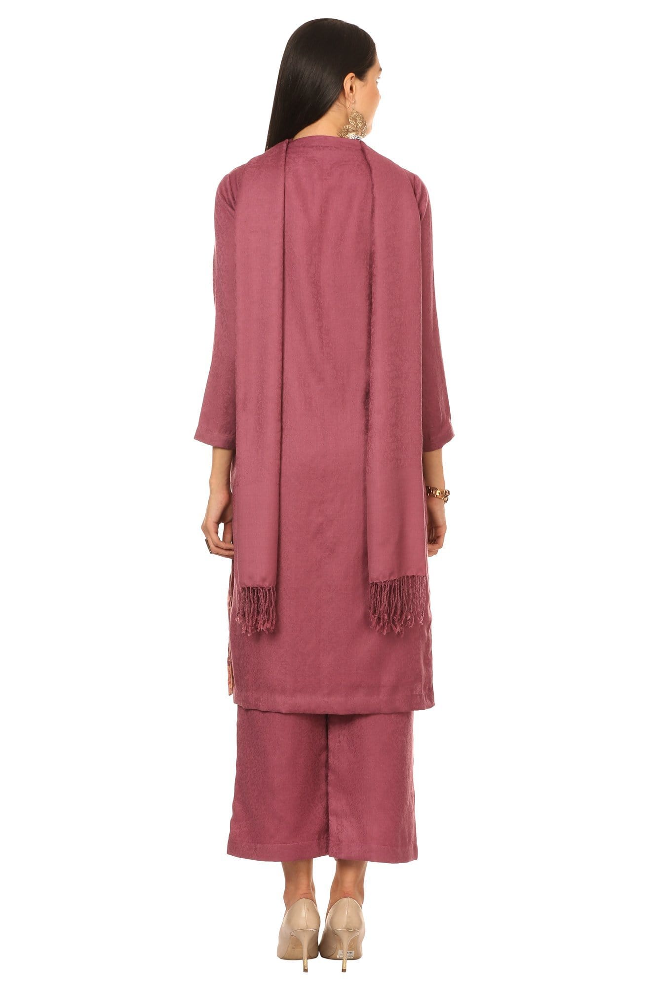 Pashtush India Stole Pashtush Kashmiri Embroidery Suit, With Self Stole (unstitched) - Peel Lilac