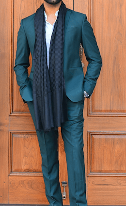 Pashtush India 70x200 Pashtush Men's Reversible Stole, checkered design Rich Black
