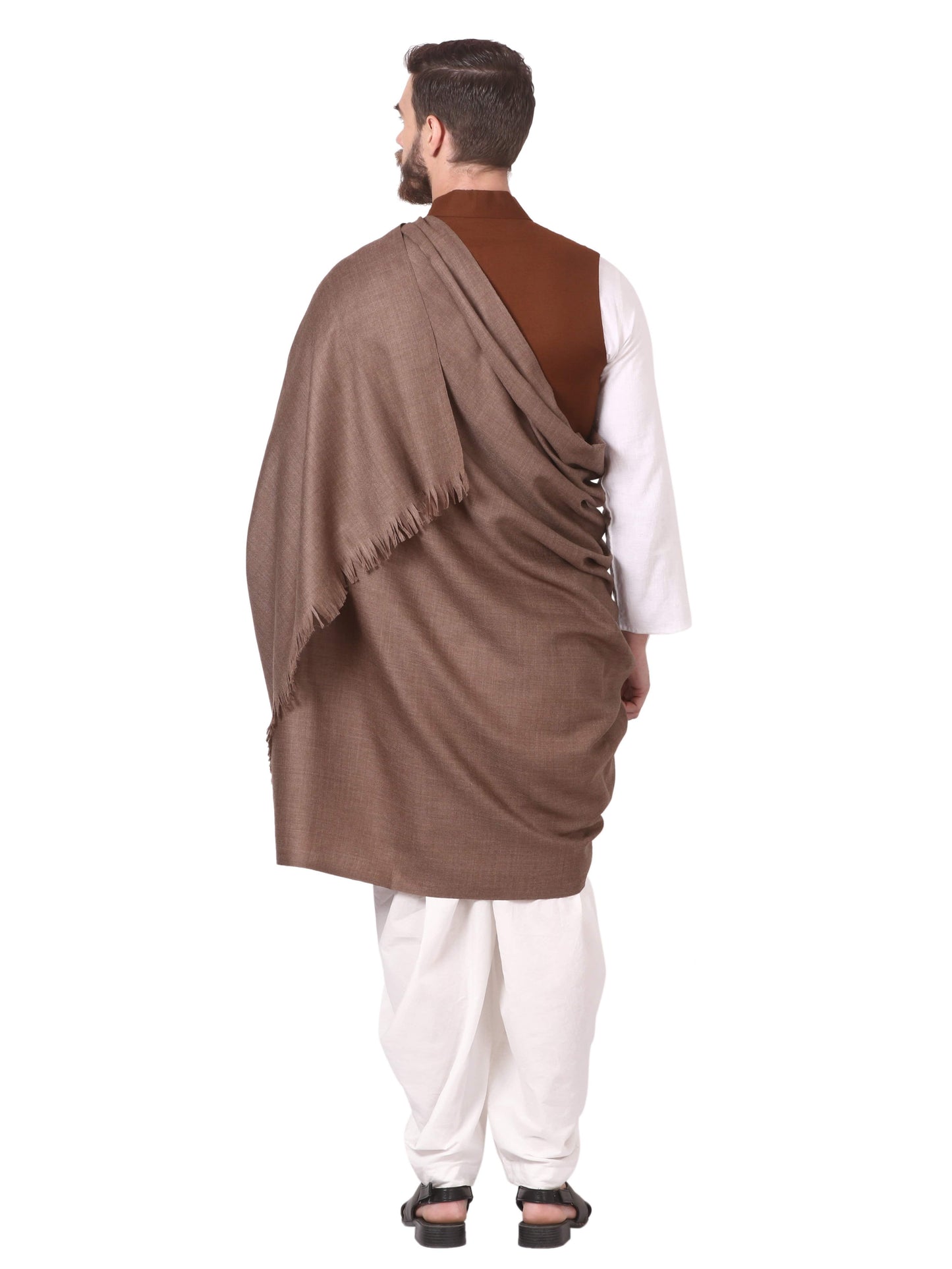 Pashtush Shawl Store Shawl Pashtush Mens 1 KG Shawl, Full Size 54 x 108 inches, Extra warm, Dark Brown