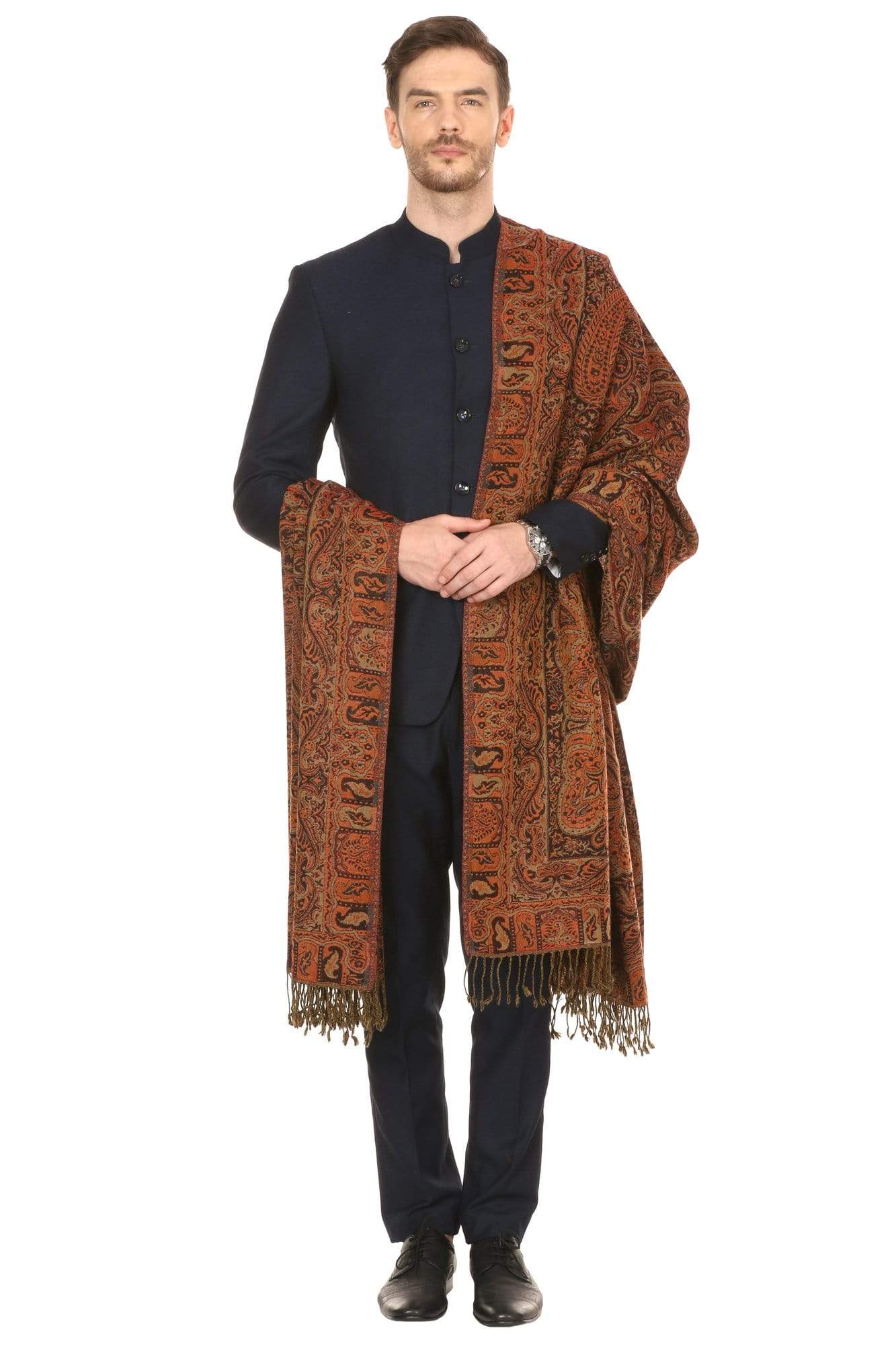 Pashtush Store Shawl Pashtush Mens Antique Kaani Shawl, Mens Lohi (full size 54x108 inches)