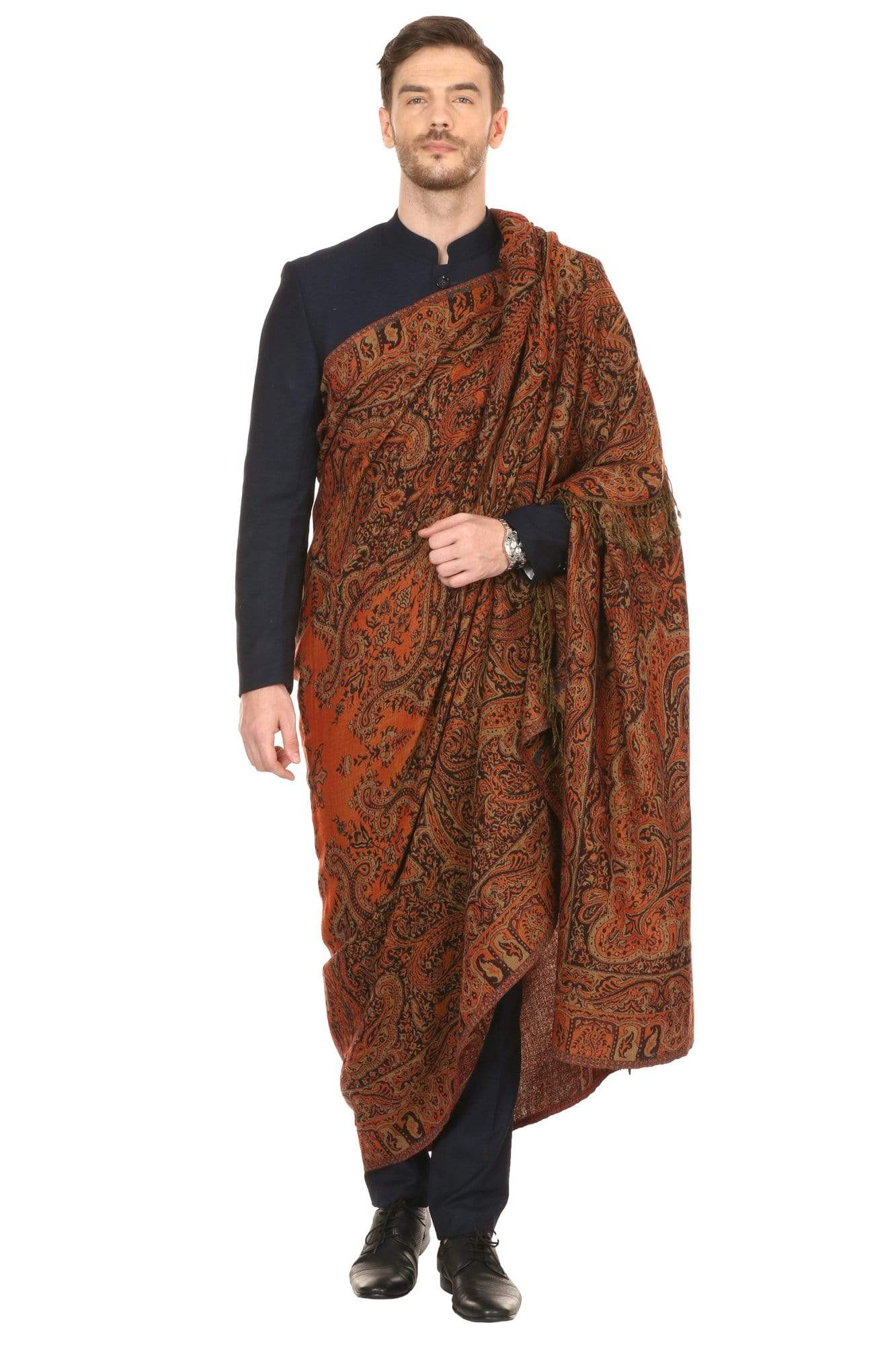 Pashtush Store Shawl Pashtush Mens Antique Kaani Shawl, Mens Lohi (full size 54x108 inches)