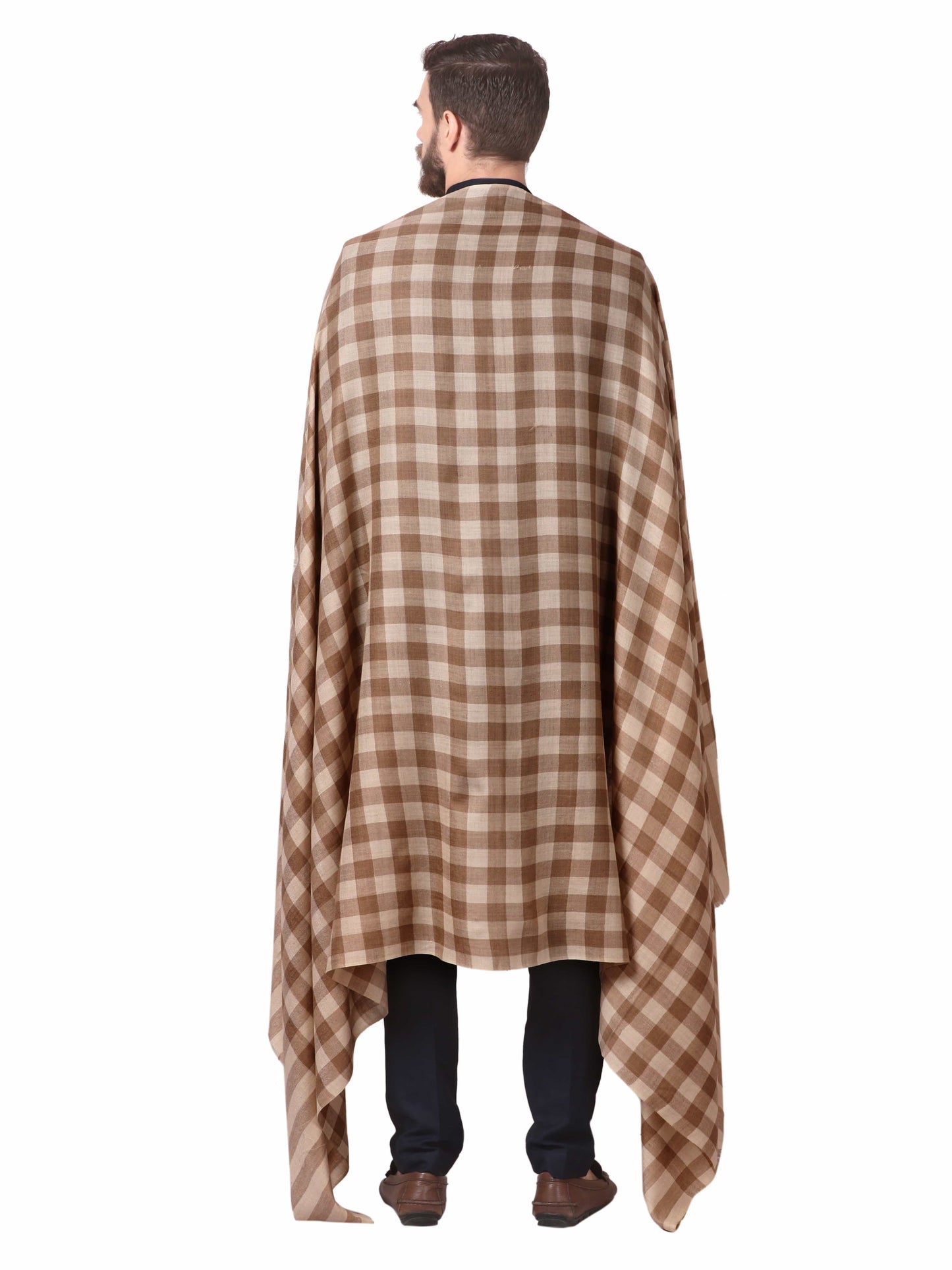 Pashtush India Shawl Pashtush Mens Check Shawl, Extra Fine Merino Wool, Warm, Soft and Light Weight
