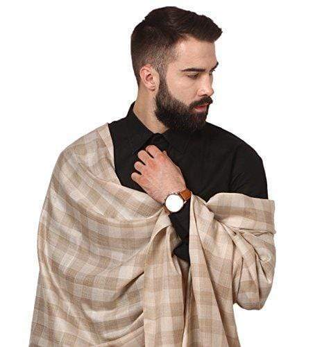 Pashtush India Shawl Pashtush Mens Check Shawl, Extra Fine Wool, Soft and Light Weight