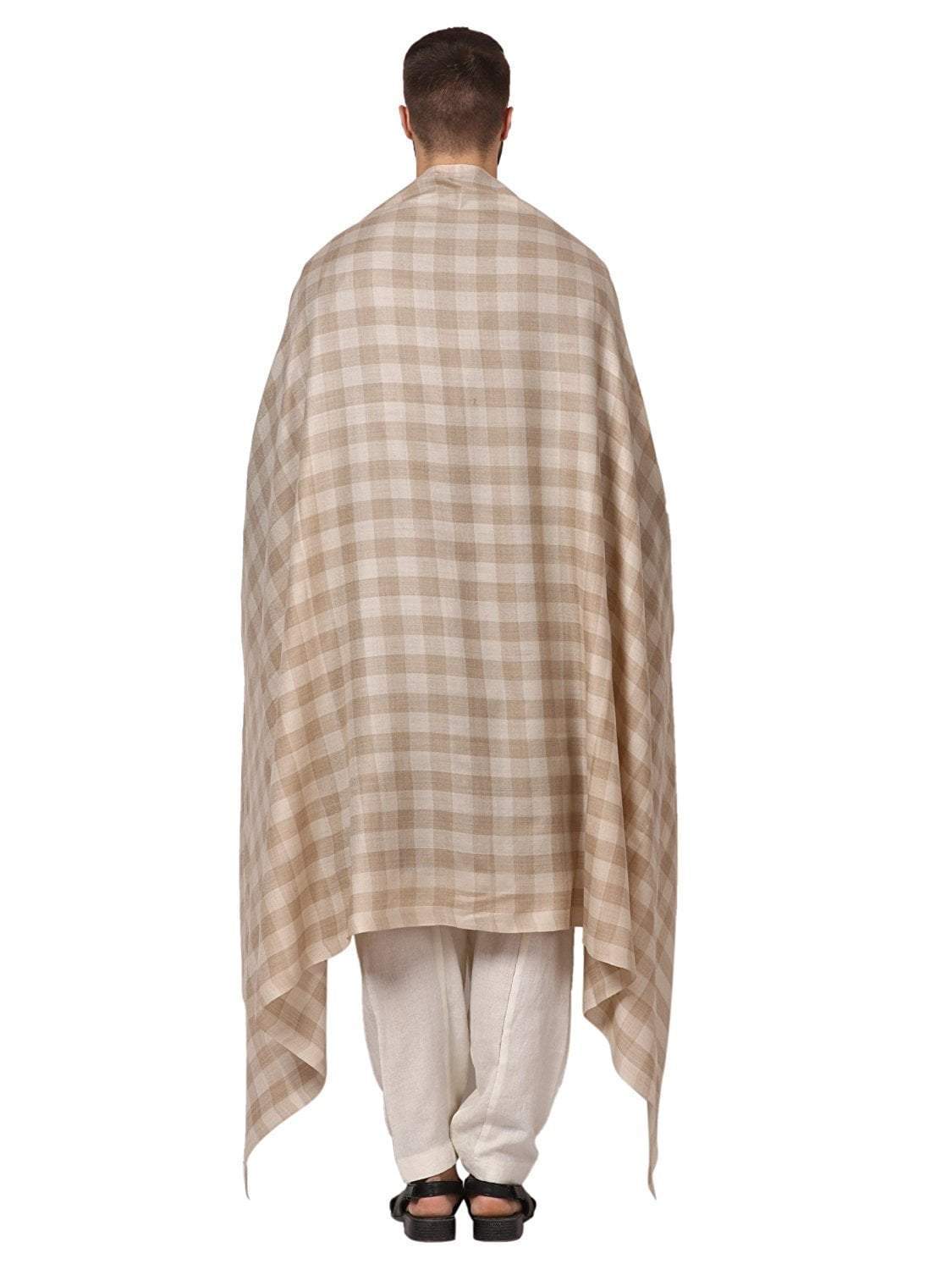 Pashtush India Shawl Pashtush Mens Check Shawl, Extra Fine Wool, Soft and Light Weight