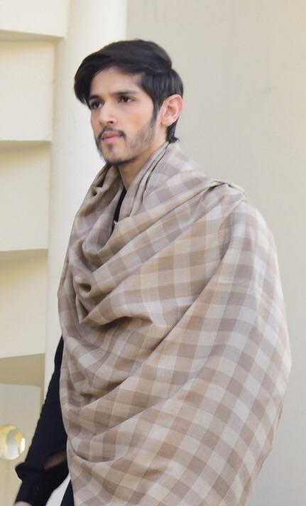 Pashtush India Shawl Pashtush Mens Check Shawl, Extra Fine Wool, Soft and Light Weight