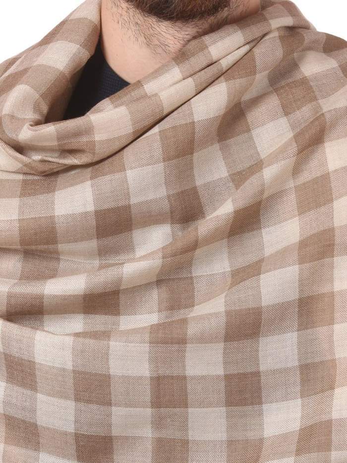 Pashtush India Shawl Pashtush Mens Check Shawl, Extra Fine Wool, Soft and Light Weight