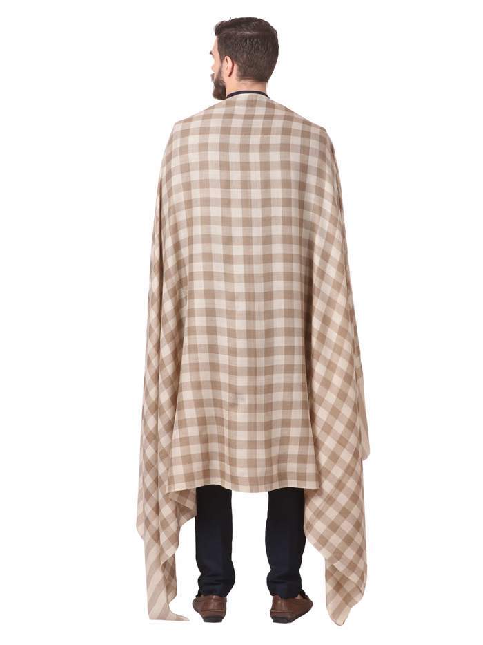 Pashtush India Shawl Pashtush Mens Check Shawl, Extra Fine Wool, Soft and Light Weight