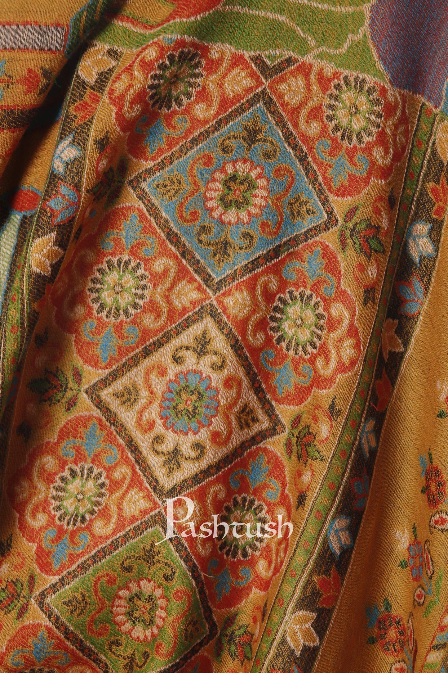 Pashtush India 100x200 Pashtush Mens Darbar Stole, With Woven Kaani,  Pure Wool, Woolmark Certified