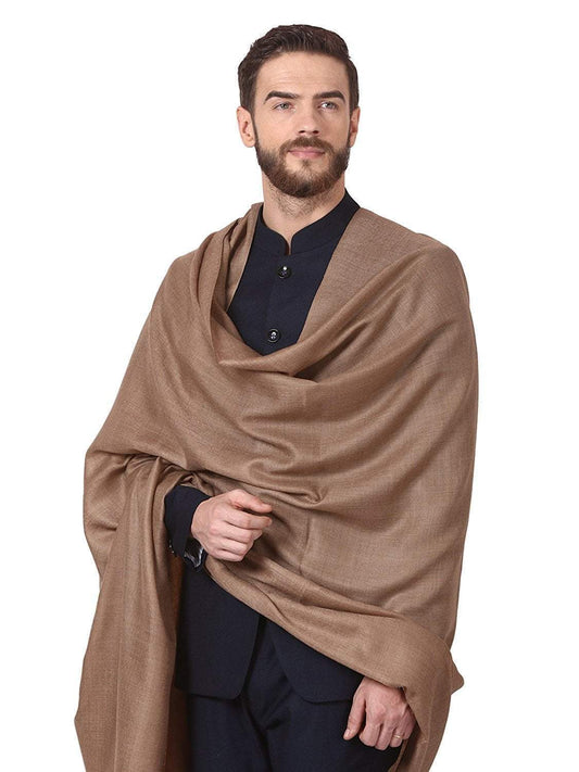 Pashtush India Shawl Pashtush Mens Diamond Weave Shawl, Fine Wool, Medium Size, Taupe