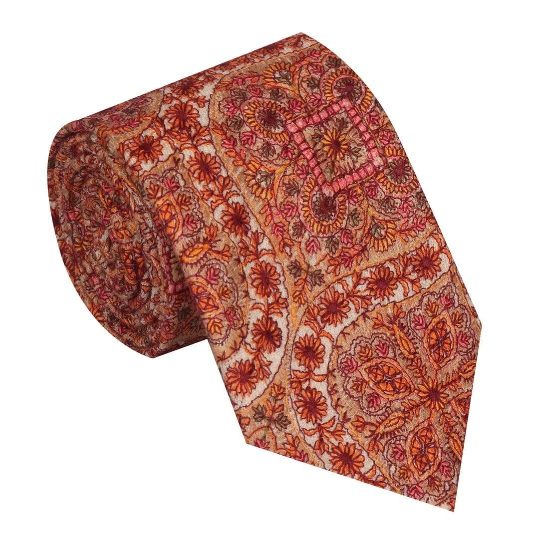 Pashtush Shawl Store Tie Pashtush Mens Embroidered Necktie, Pashmina and Wool, Paisley Design, Free Size