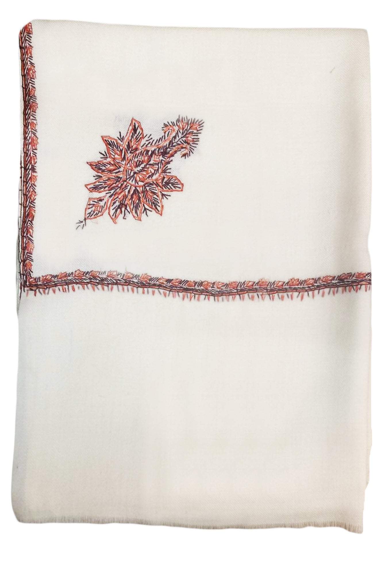 Pashtush Store Shawl Pashtush Mens Embroidery Shawl, Gents Thick Wool Shawls, 100% Handmade Embroidery, Ivory