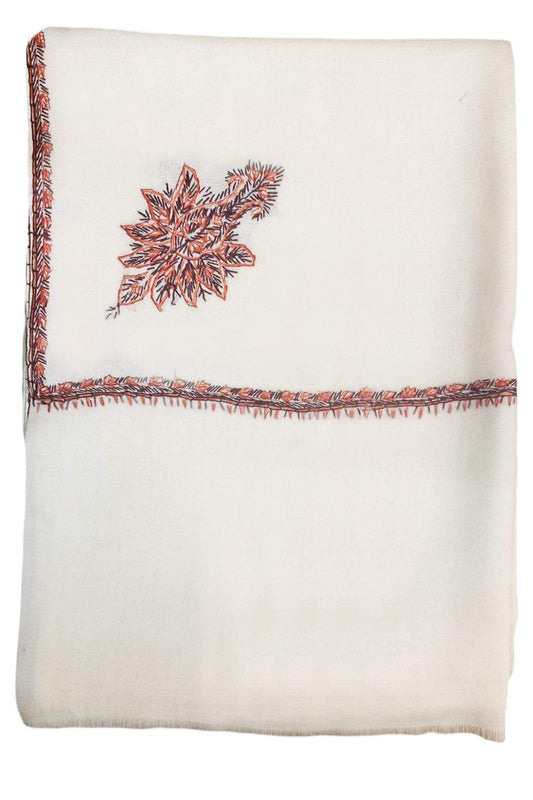 Pashtush Store Shawl Pashtush Mens Embroidery Shawl, Gents Thick Wool Shawls, 100% Handmade Embroidery, Ivory