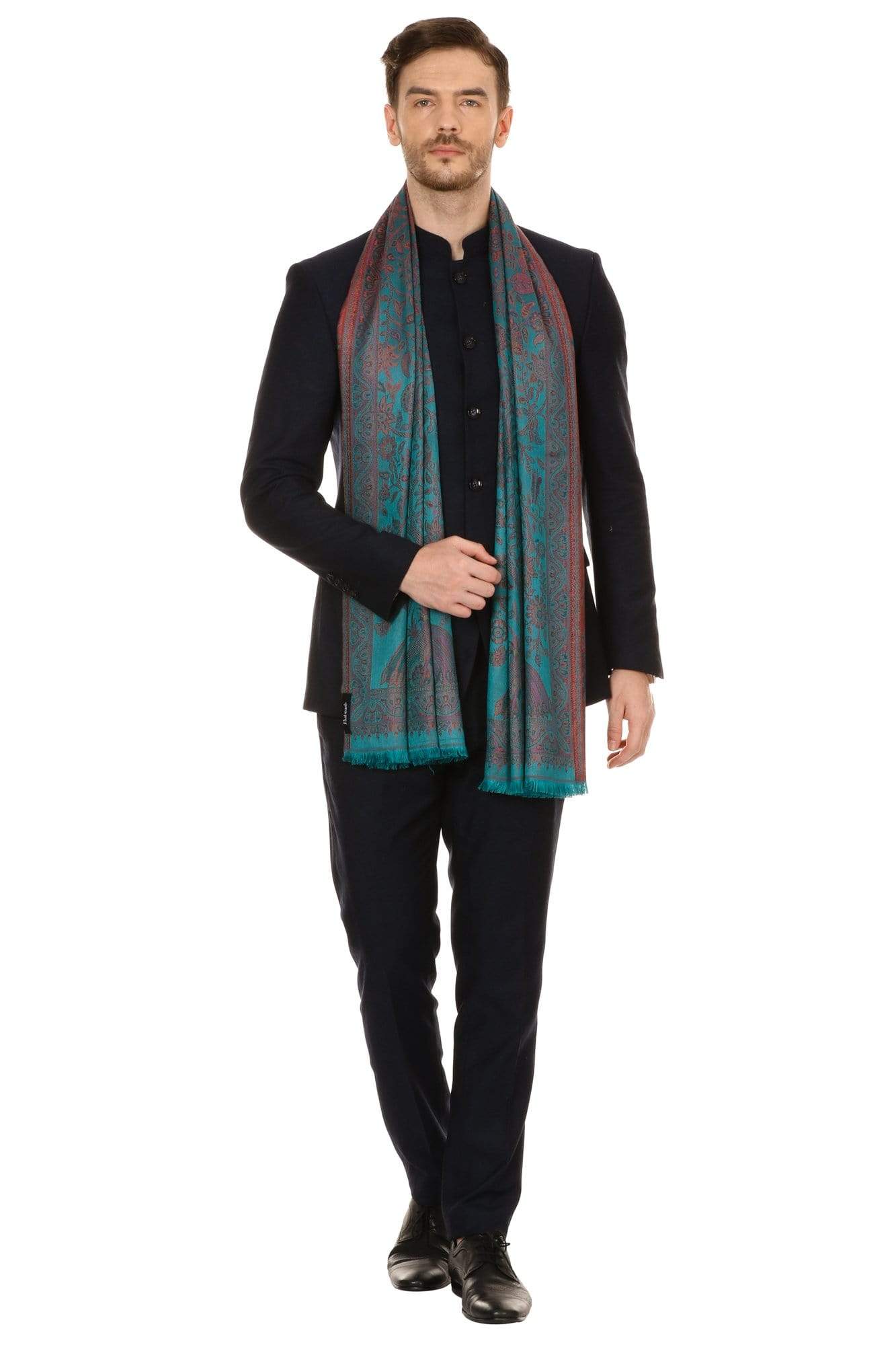 Pashtush India Stole Pashtush Mens fine Soft Ethnic Stole - Green