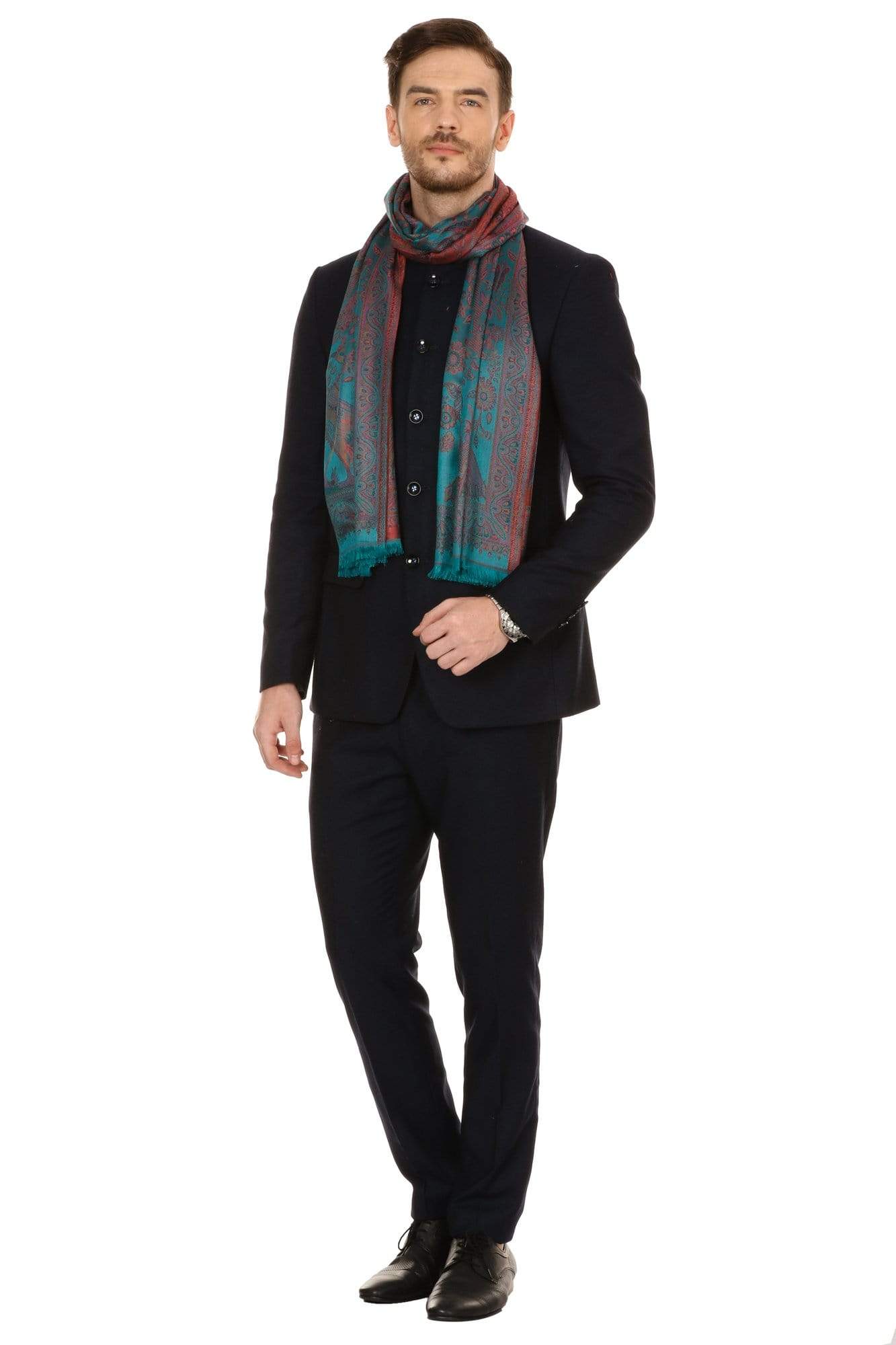 Pashtush India Stole Pashtush Mens fine Soft Ethnic Stole - Green