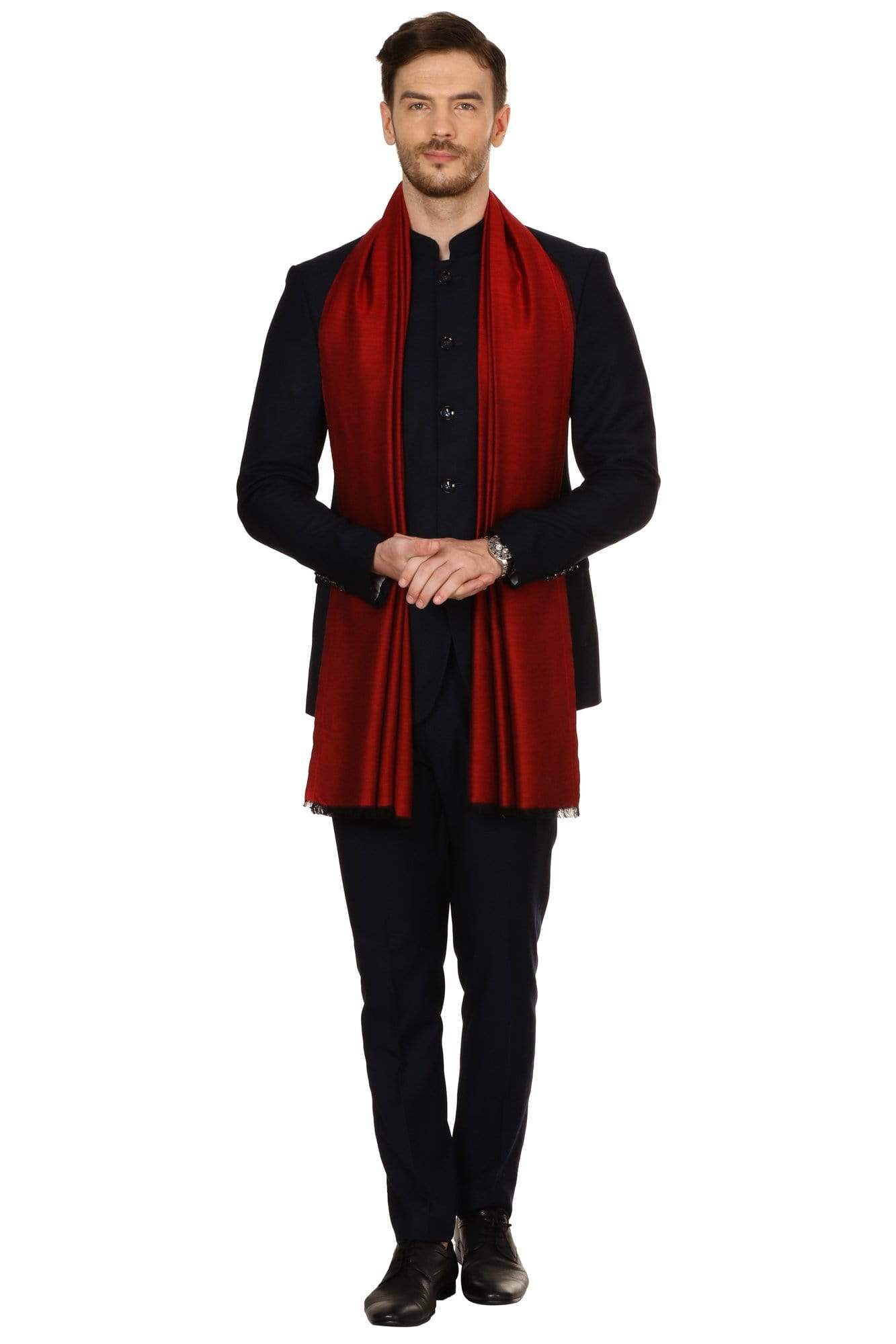 Pashtush India Stole Pashtush Mens fine Soft Ethnic Stole - Maroon