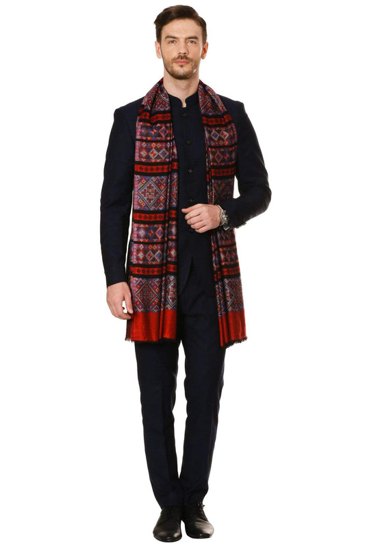 Pashtush India 70x200 Pashtush Mens fine Soft Ethnic Stole - Maroon