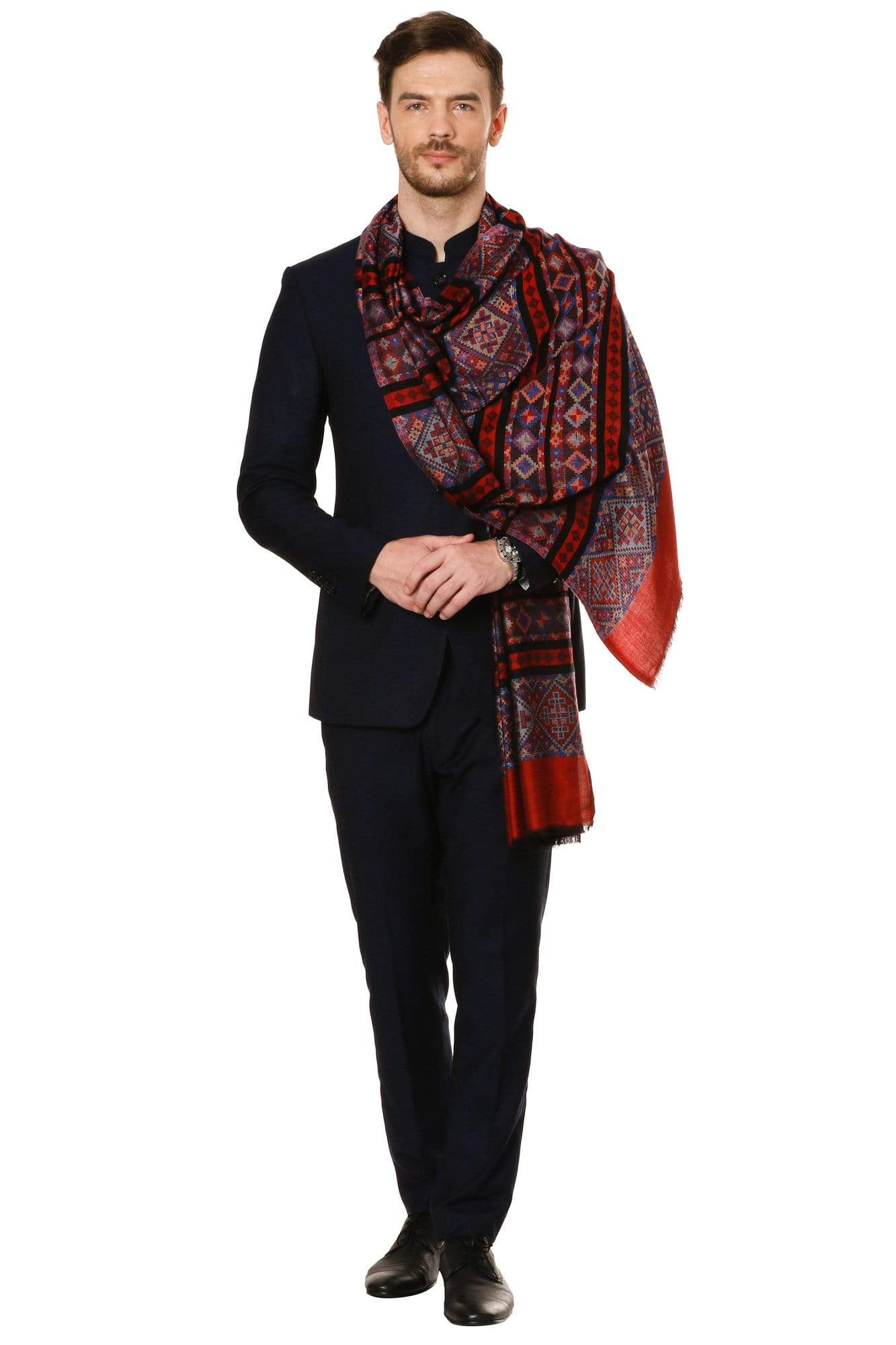Pashtush India 70x200 Pashtush Mens fine Soft Ethnic Stole - Maroon