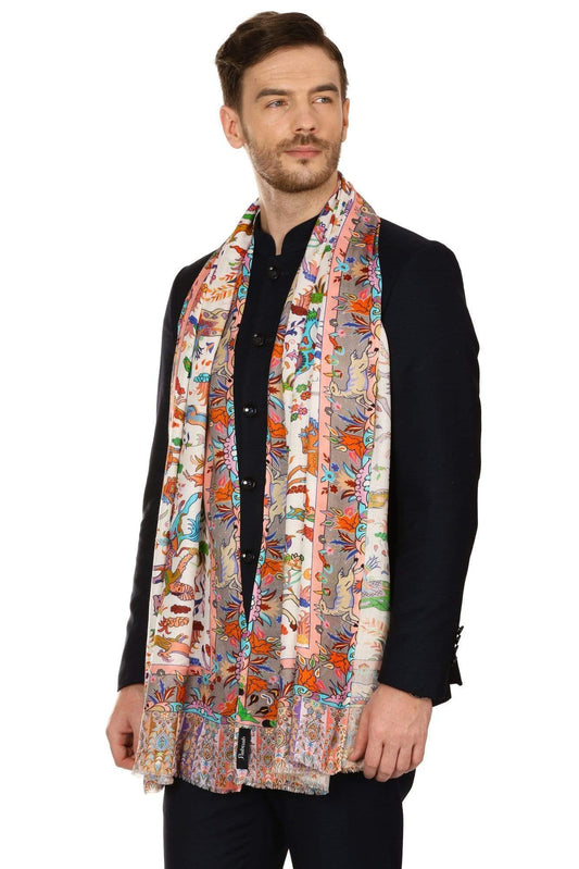 Pashtush India 70x200 Pashtush Mens fine Soft Ethnic Stole - Multi Color