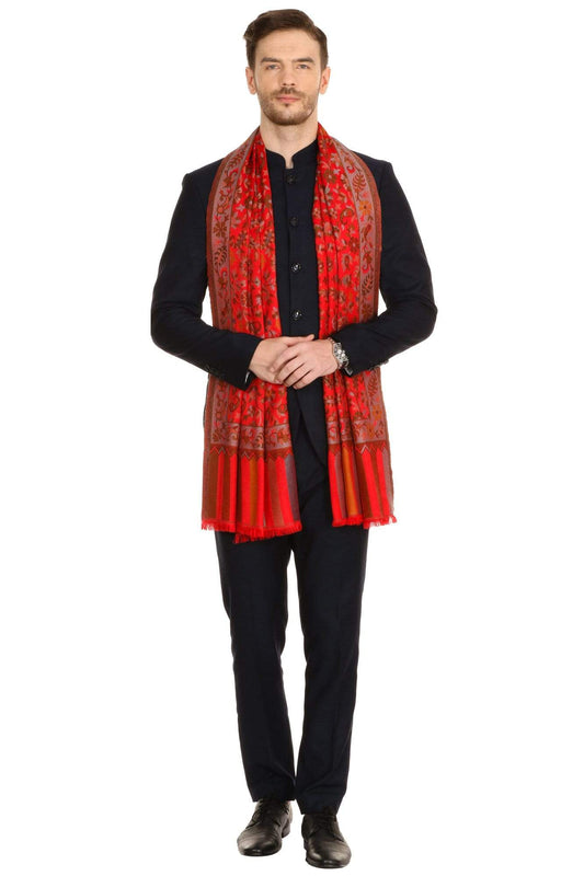 Pashtush India Stole Pashtush Mens fine Soft Ethnic Stole - Red