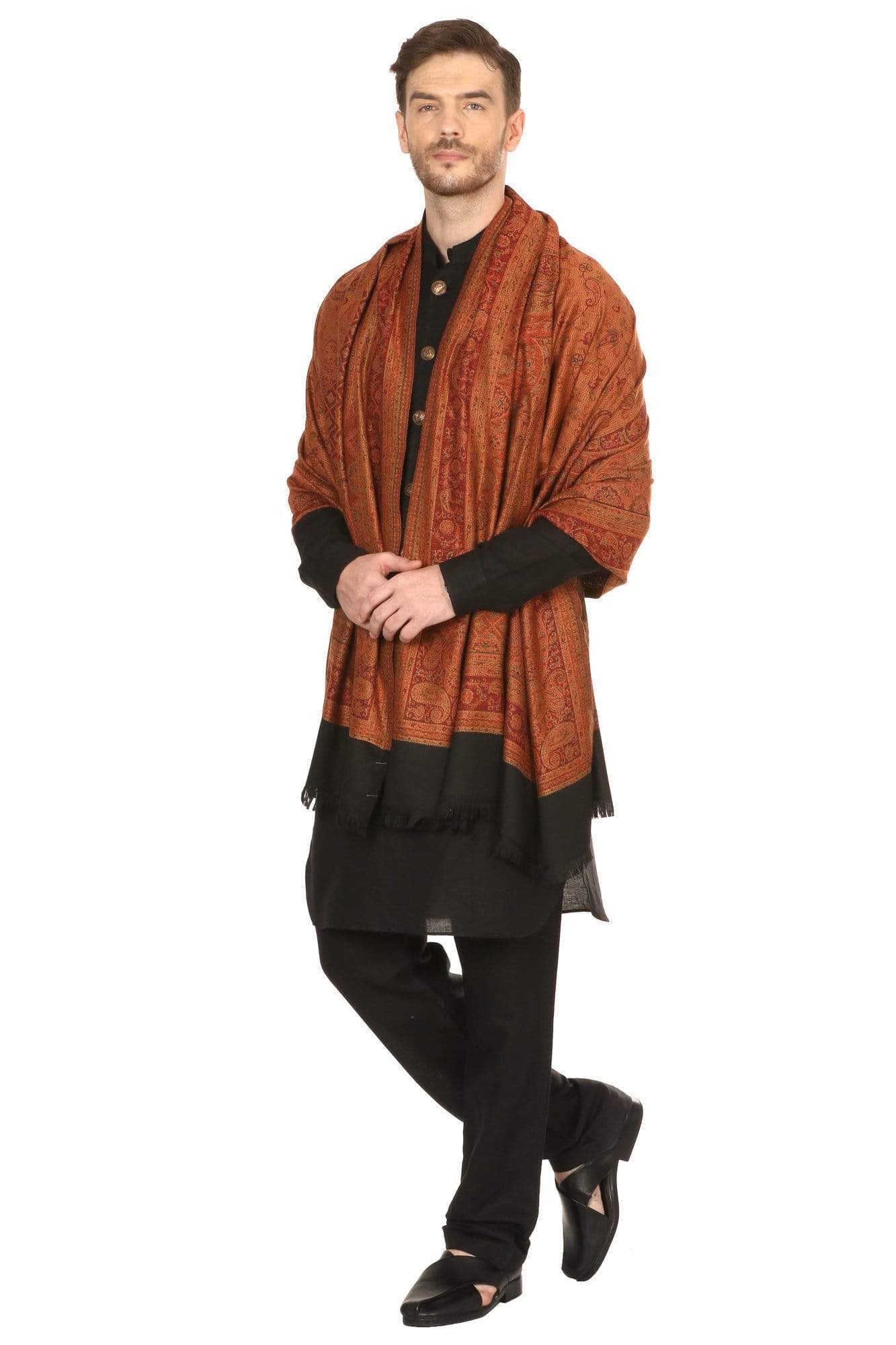 Pashtush India 100x200 Pashtush Mens fine Soft Ethnic Stole, Reversible